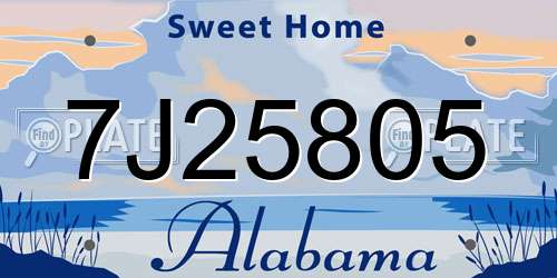 7J25805 Alabama License Plate