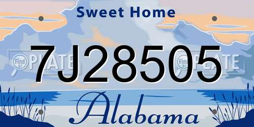 7J28505 Alabama License Plate