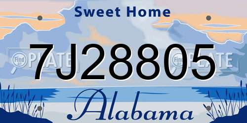 7J28805 Alabama License Plate