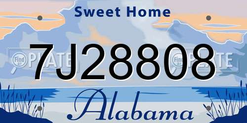 7J28808 Alabama License Plate