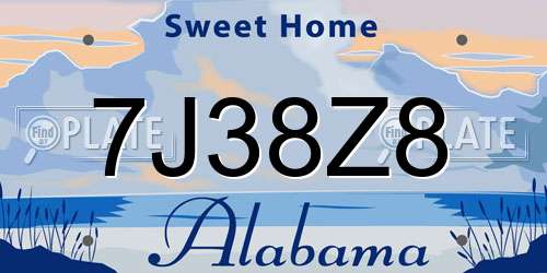 7J38Z8 Alabama License Plate