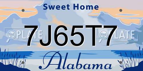 7J65T7 Alabama License Plate