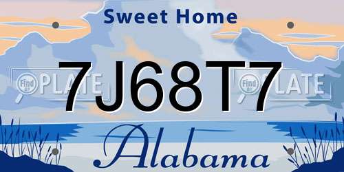 7J68T7 Alabama License Plate
