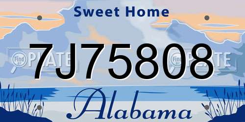 7J75808 Alabama License Plate