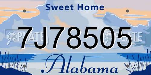 7J78505 Alabama License Plate