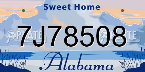7J78508 Alabama License Plate