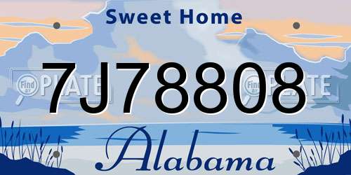 7J78808 Alabama License Plate