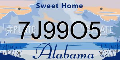 7J99O5 Alabama License Plate