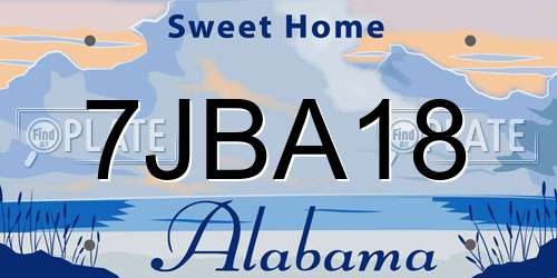 7JBA18 Alabama License Plate