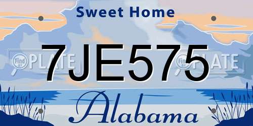 7JE575 Alabama License Plate