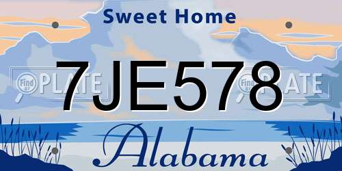 7JE578 Alabama License Plate