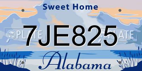 7JE825 Alabama License Plate