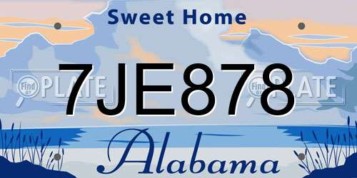 7JE878 Alabama License Plate