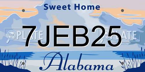 7JEB25 Alabama License Plate
