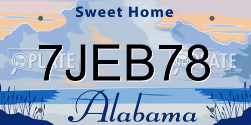7JEB78 Alabama License Plate