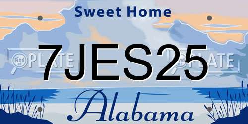 7JES25 Alabama License Plate