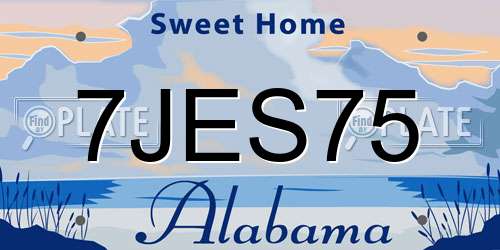 7JES75 Alabama License Plate