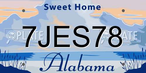 7JES78 Alabama License Plate