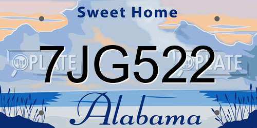 7JG522 Alabama License Plate