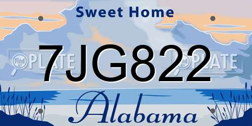7JG822 Alabama License Plate
