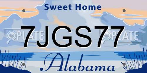 7JGS77 Alabama License Plate