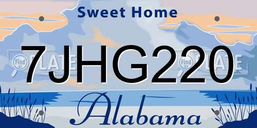 7JHG220 Alabama License Plate