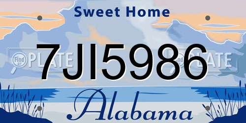 7JI5986 Alabama License Plate