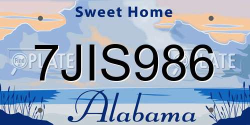 7JIS986 Alabama License Plate