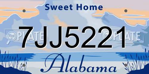 7JJ5221 Alabama License Plate