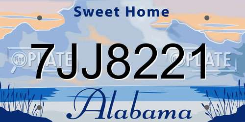 7JJ8221 Alabama License Plate