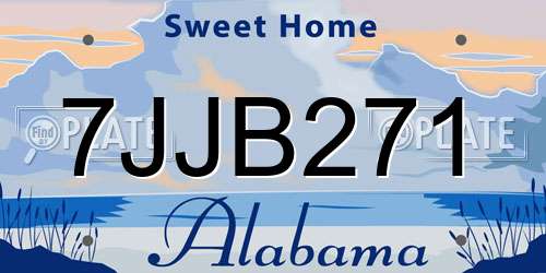 7JJB271 Alabama License Plate