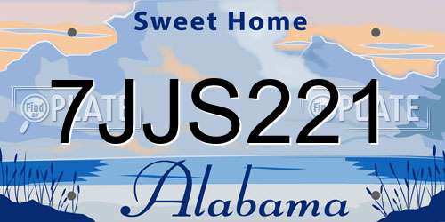 7JJS221 Alabama License Plate