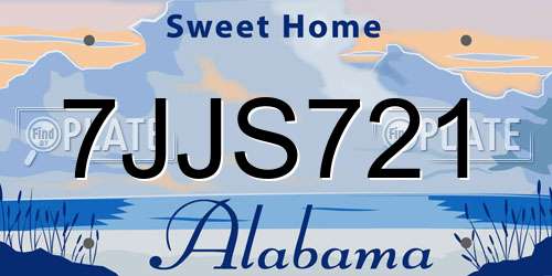 7JJS721 Alabama License Plate