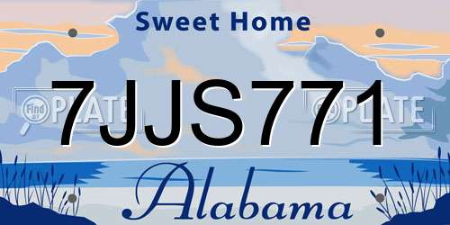 7JJS771 Alabama License Plate