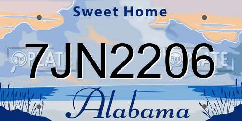 7JN2206 Alabama License Plate