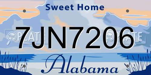 7JN7206 Alabama License Plate