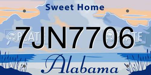 7JN7706 Alabama License Plate
