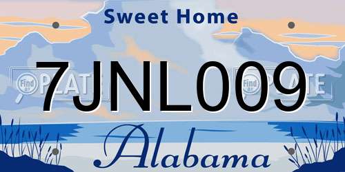 7JNL009 Alabama License Plate