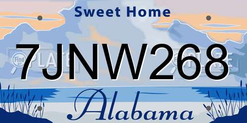 7JNW268 Alabama License Plate