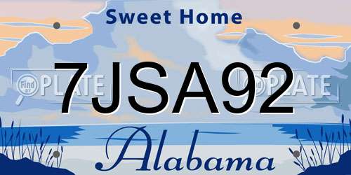 7JSA92 Alabama License Plate
