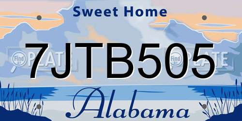 7JTB505 Alabama License Plate