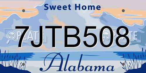 7JTB508 Alabama License Plate