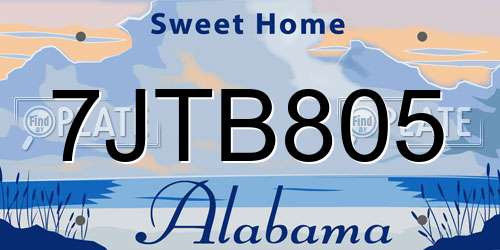 7JTB805 Alabama License Plate
