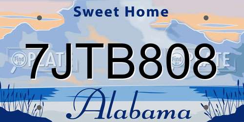 7JTB808 Alabama License Plate