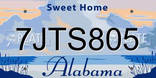 7JTS805 Alabama License Plate