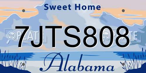 7JTS808 Alabama License Plate