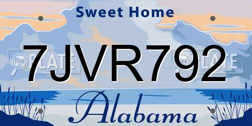 7JVR792 Alabama License Plate