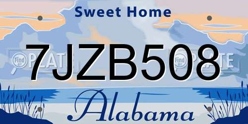 7JZB508 Alabama License Plate