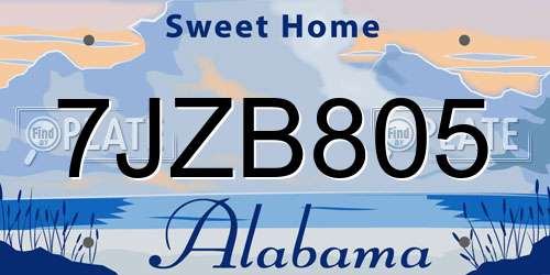 7JZB805 Alabama License Plate