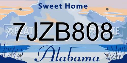 7JZB808 Alabama License Plate